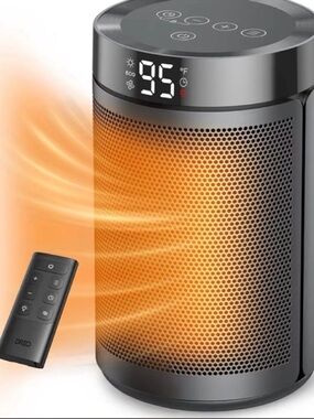 Portable Space Heater - Black - Compact Ceramic Heater with Remote